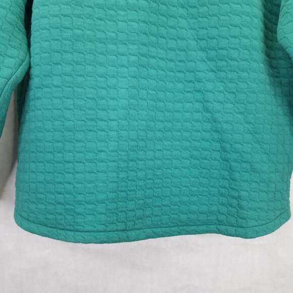 T By Talbots Sweatshirt Women’s XL Quilted Mock Neck Pullover Green Curved Hem - Picture 4 of 12